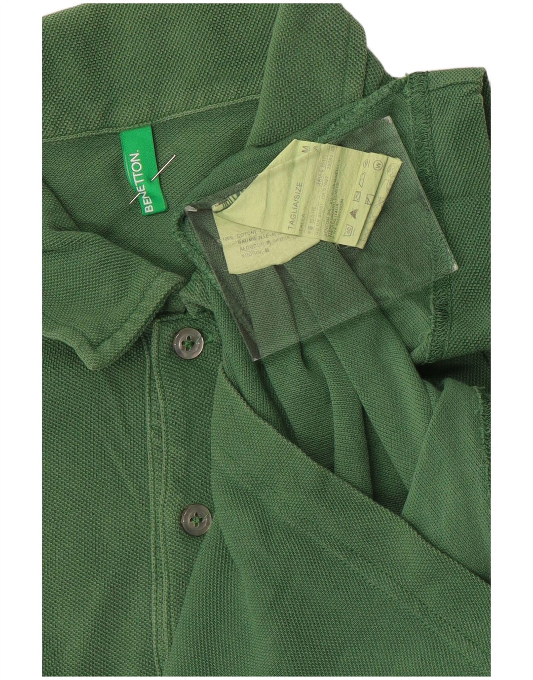 Benetton Mens Polo Shirt Medium Green Cotton