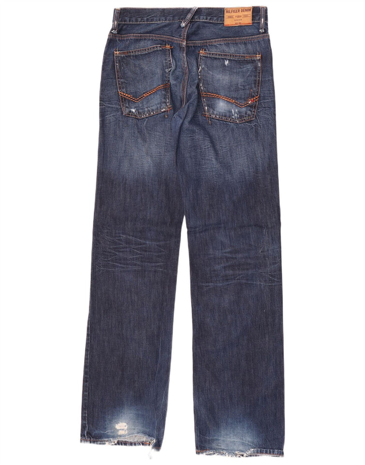 Tommy Hilfiger Mens Distressed Straight Jeans W31 L36 Blue