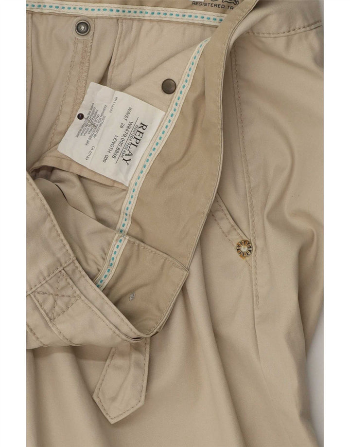 Replay Damen Chinoshorts W28 Mittelbeige Baumwolle