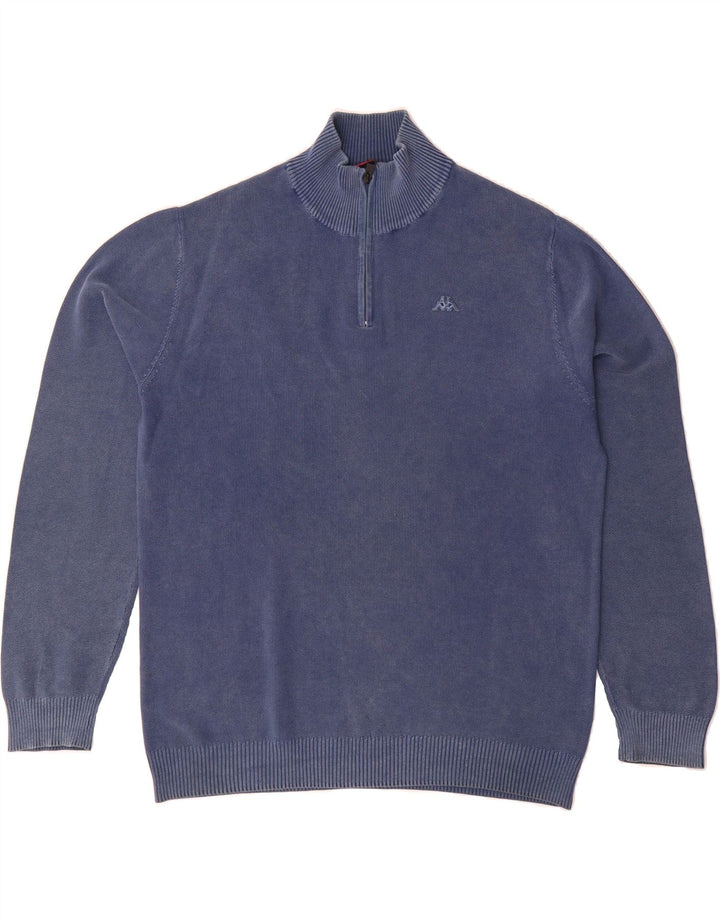 KAPPA Mens Zip Neck Jumper Sweater 2XL Blue Cotton Vintage Kappa and Second-Hand Kappa from Messina Hembry 