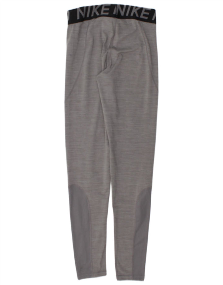 Nike Womens Dri Fit Graphic Leggings UK 12 Medium Grey Colourblock