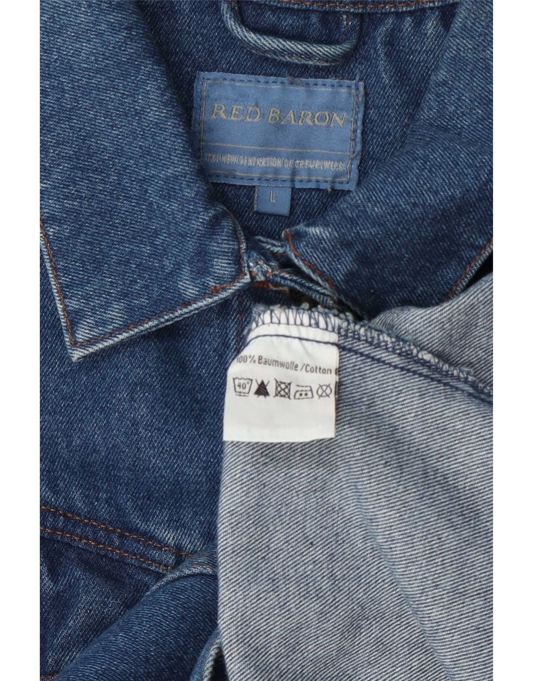Red Baron Damen Jeansjacke UK 16 Große blaue Baumwolle