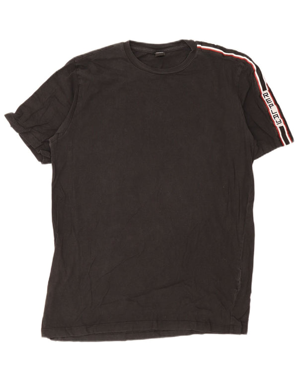 Replay Mens Graphic T-Shirt Top Large Black Colourblock