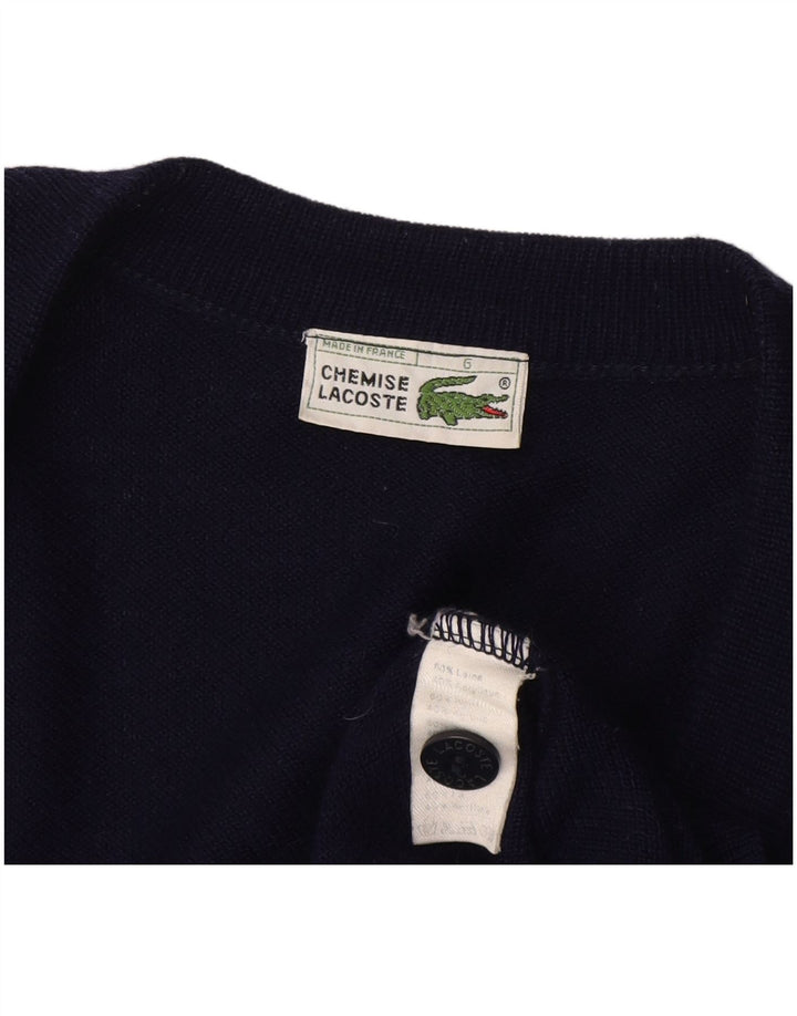 Lacoste Mens Cardigan Sweater Size 6 XL Navy Blue Wool