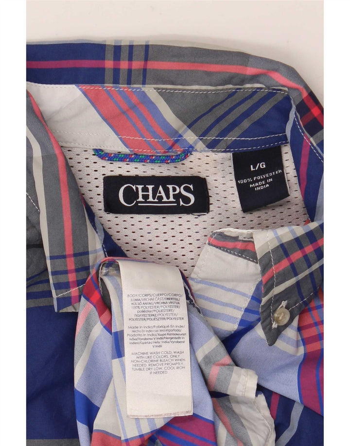 Chaps Camicia a maniche corte da uomo a quadri grandi blu in poliestere