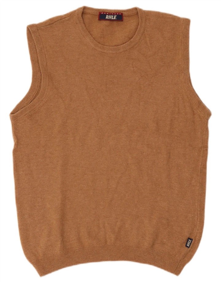 Rifle Womens Heritage Vest Tank Top UK 12 Medium Brown Wool