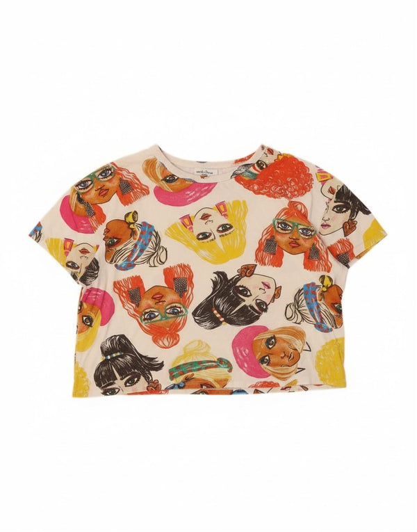 Zara Womens Crop Graphic T-Shirt Top UK 14 Medium Multicoloured