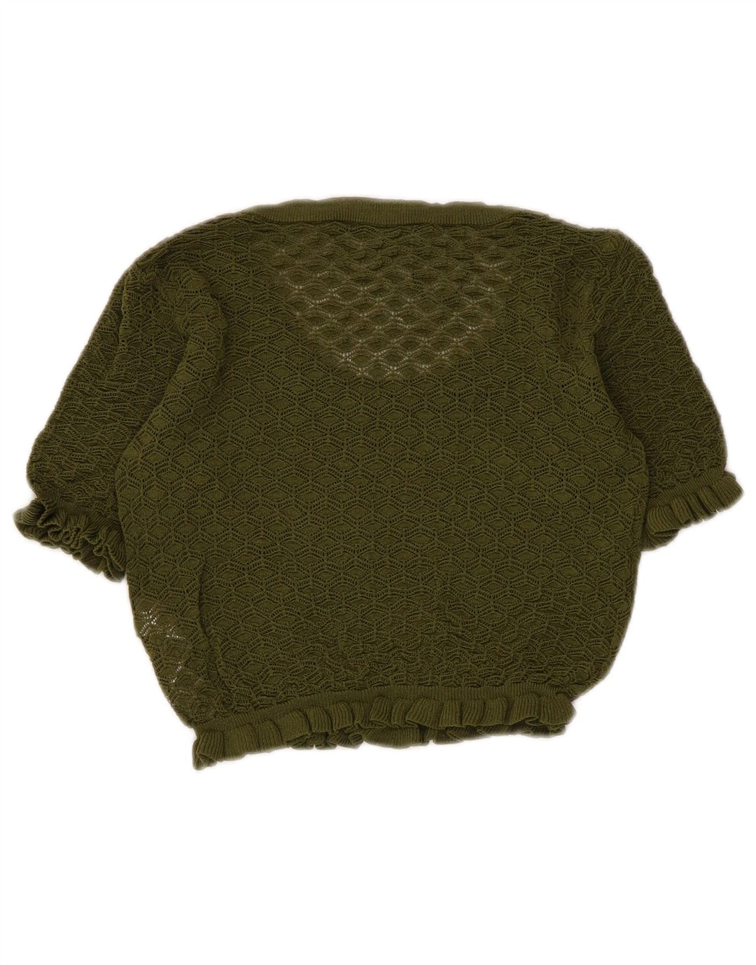 Zara Womens Crop Blouse Top UK 8 Small Khaki Viscose