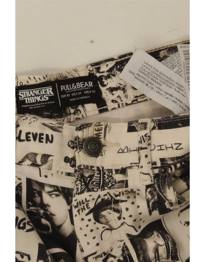 Blugi drepți pentru bărbați Pull & Bear EU 40 Medium L31 L29 Alb catifelat