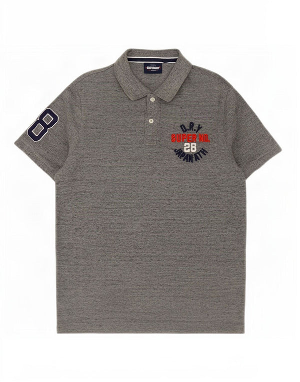 Superdry Mens Graphic Polo Shirt 3XL Grey Flecked Cotton