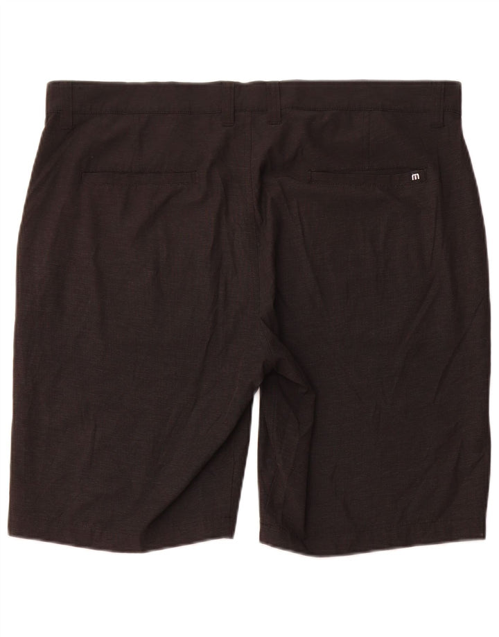 Travis Mathew Mens Chino Shorts W38 XL Black Pinstripe Polyester