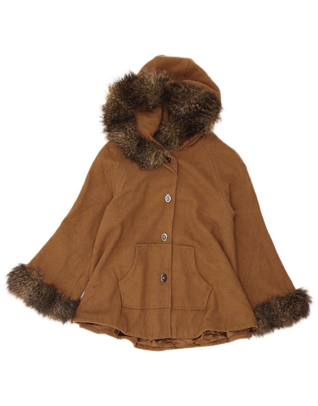 Guess Cappotto corto da donna con cappuccio UK 12 Lana beige medio