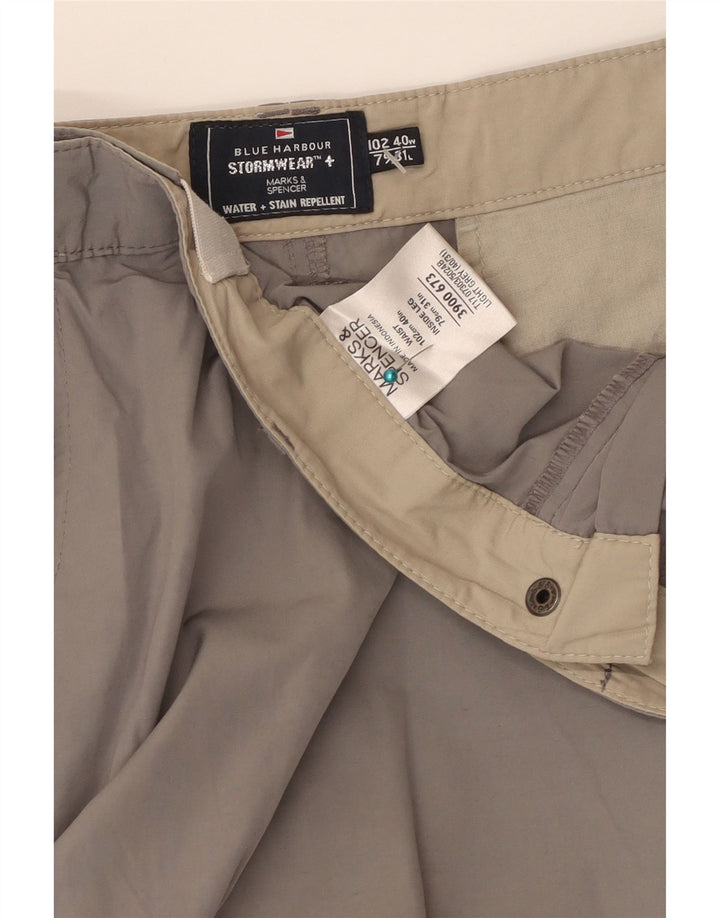 MARKS & SPENCER Mens Straight Cargo Trousers W40 L31 Grey Polyamide