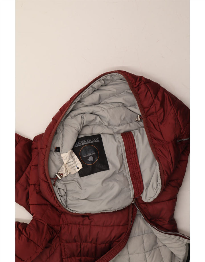 NAPAPIJRI Womens Hooded Padded Jacket UK 16 Large Red Polyester Vintage Napapijri and Second-Hand Napapijri from Messina Hembry 