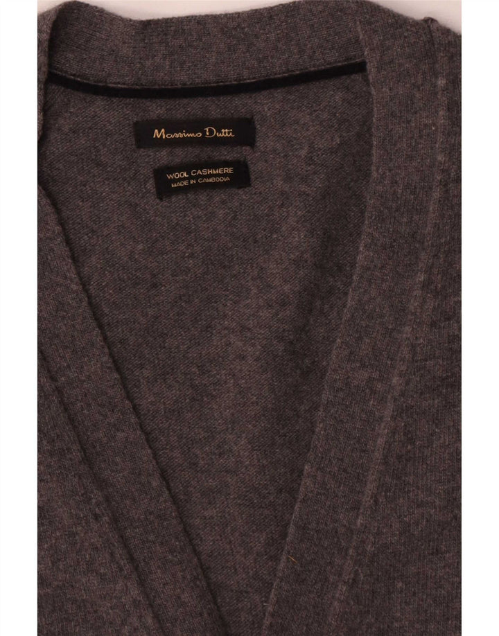 Massimo Dutti Mens Sleeveless Cardigan Sweater Medium Grey Wool