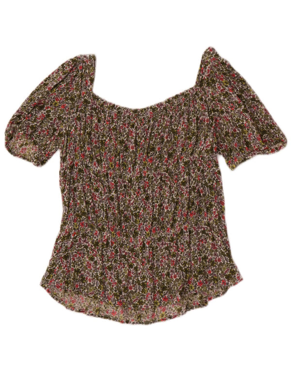 Benetton majica s otvorenim ramenima za djevojčice 13-14 godina 3XL kaki cvjetni