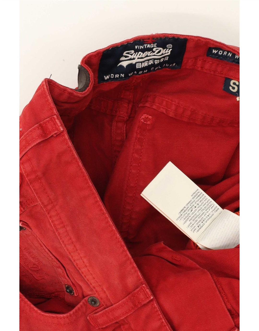 Superdry Mens Denim Shorts Small W29 Red Cotton