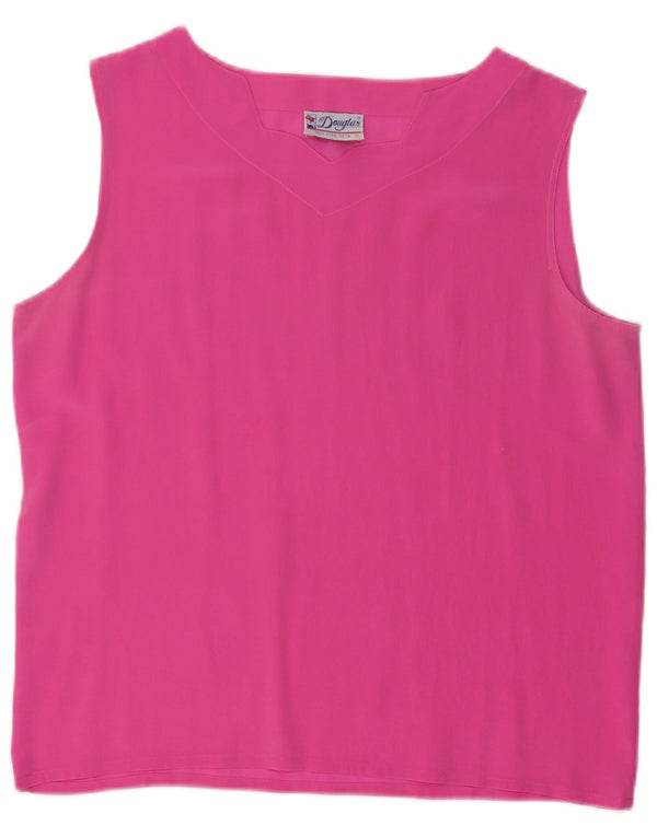 Douglas Dame ærmeløs bluse Top UK 14 Medium Pink Silke