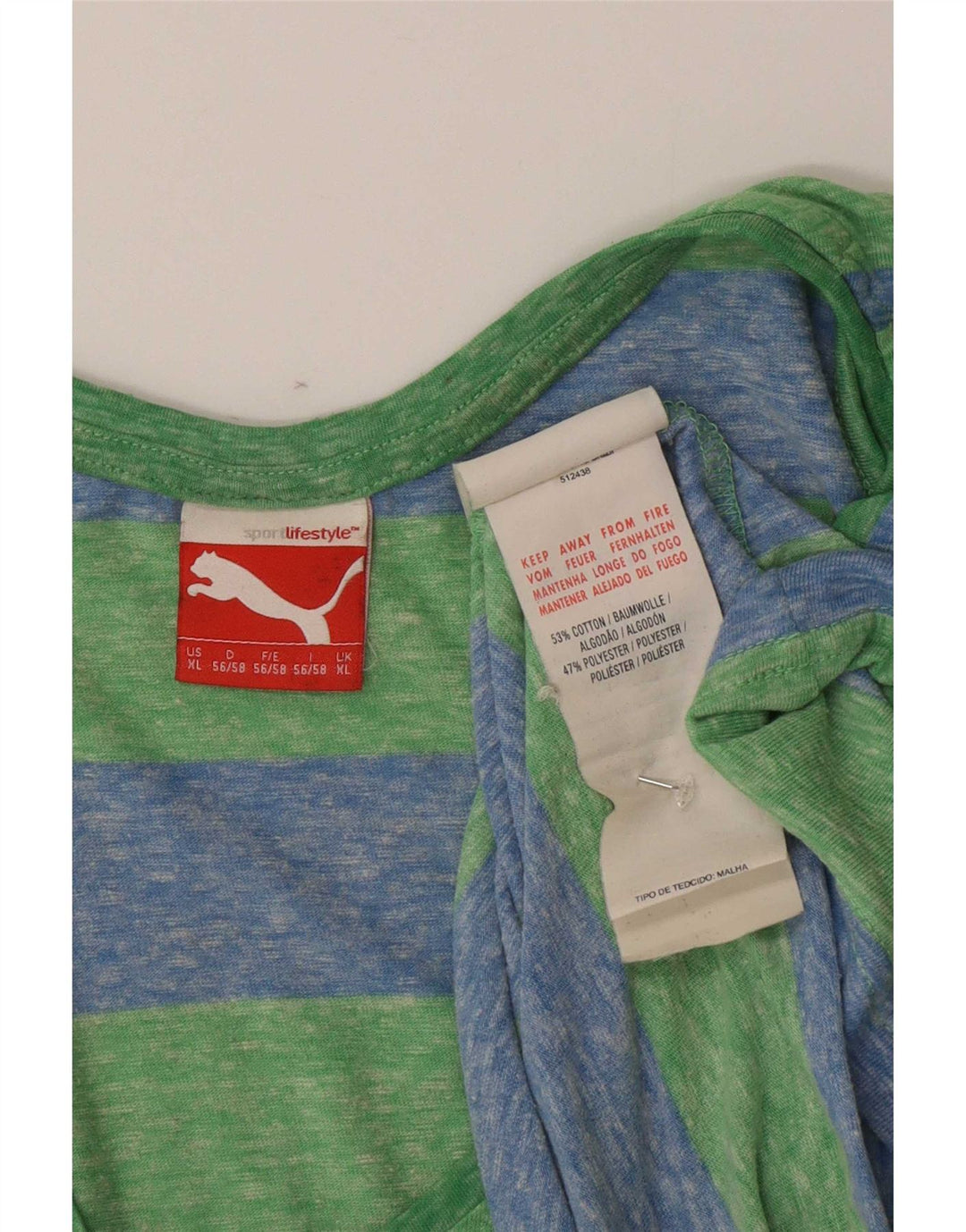 Puma Mens Vest Top XL Green Striped Cotton