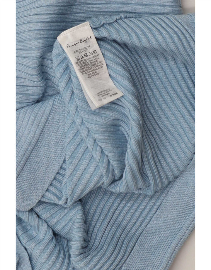 Phase Eight Womens Regular Top 3/4 Sleeve UK 14 Large Blue Striped Viscose