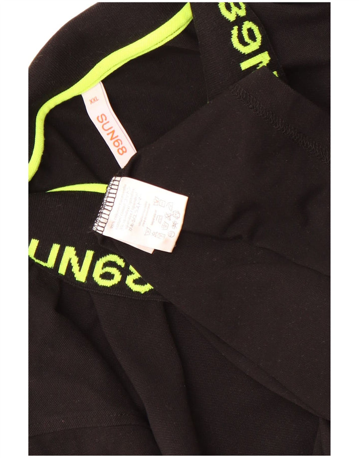 Sun68 Mens Graphic Polo Shirt 2XL Black Cotton