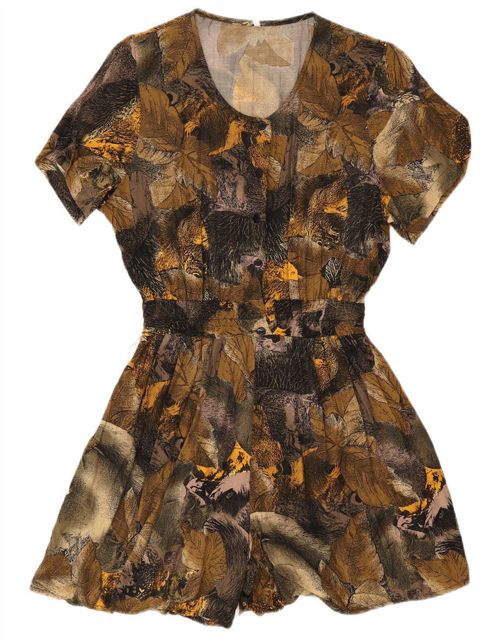 vintage Womens Abstract Pattern Playsuit UK 14 Grand Vert