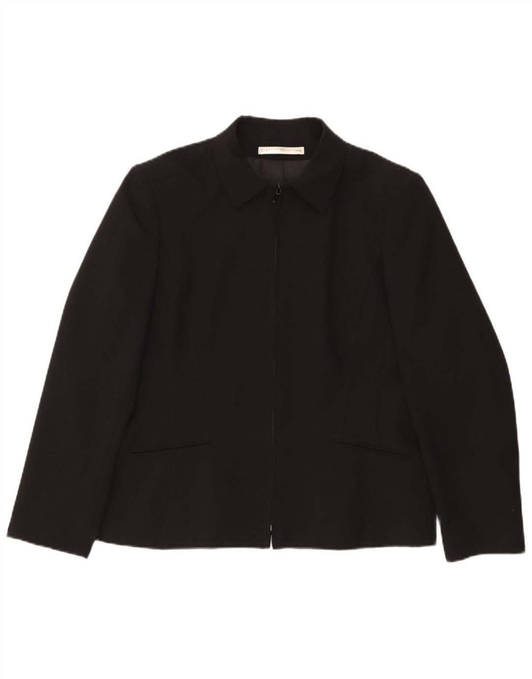 Vintage Dame Blazer Jakke med fuld lynlås UK 16 Large Black