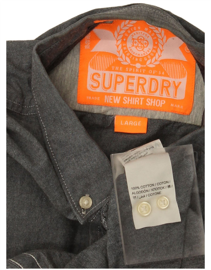 Koszula męska Superdry, duża, szara, bawełniana