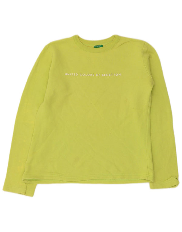 Benetton Girls grafikus pulóver pulóver 11-12 éves XL zöld pamut