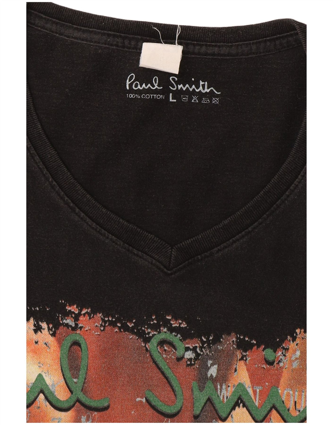 Paul Smith Mens Graphic T-Shirt Top Large Black Cotton