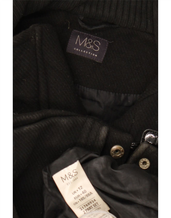 Marks & Spencer Damen-Dufflecoat mit Kapuze, UK 12, Mittelschwarz, Polyester