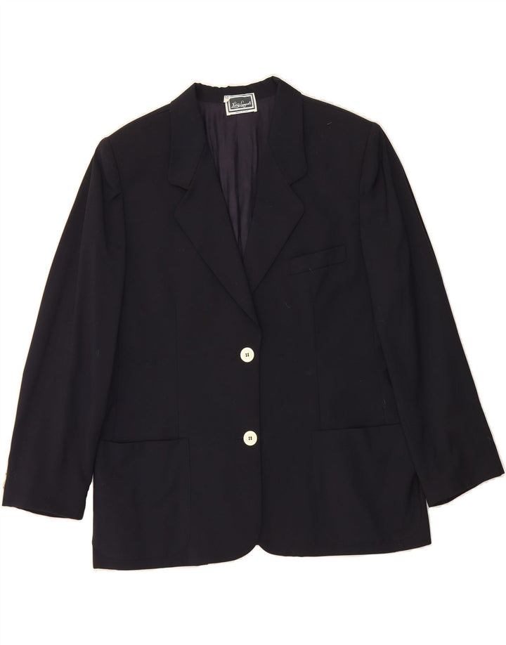 LUISA SPAGNOLI Womens 2 Button Blazer Jacket IT 50 XL Navy Blue Wool Vintage Luisa Spagnoli and Second-Hand Luisa Spagnoli from Messina Hembry 