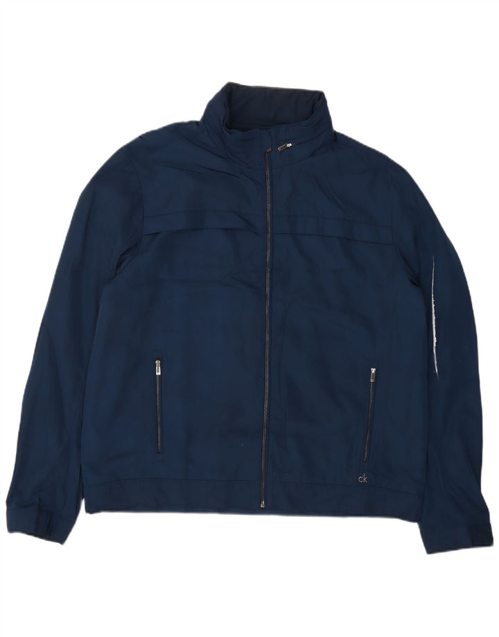 Calvin Klein Mens Bomber Jacket UK 42 XL Navy Blue Polyester