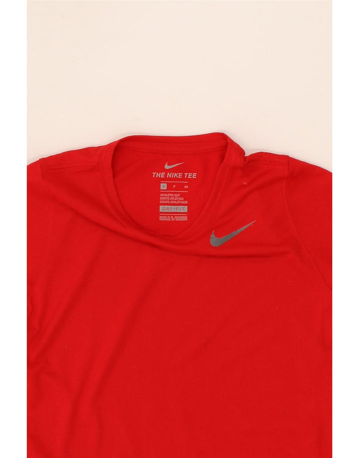 NIKE Womens Athletic Cut T-Shirt Top UK 8 Small Red Vintage Nike and Second-Hand Nike from Messina Hembry 
