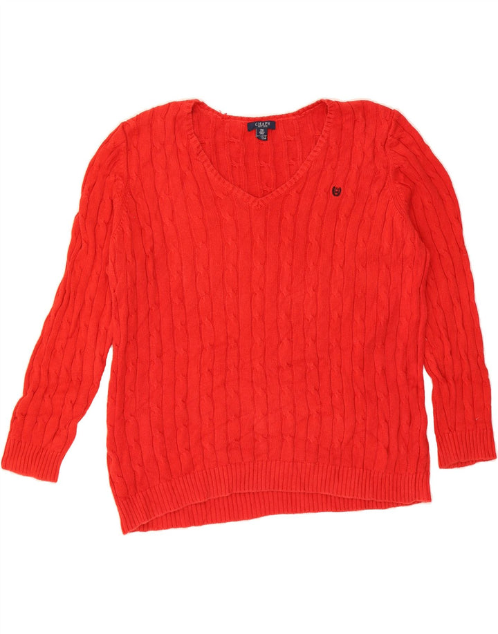 CHAPS Womens V-Neck Jumper Sweater UK 20 2XL Red Cotton Vintage Chaps and Second-Hand Chaps from Messina Hembry 