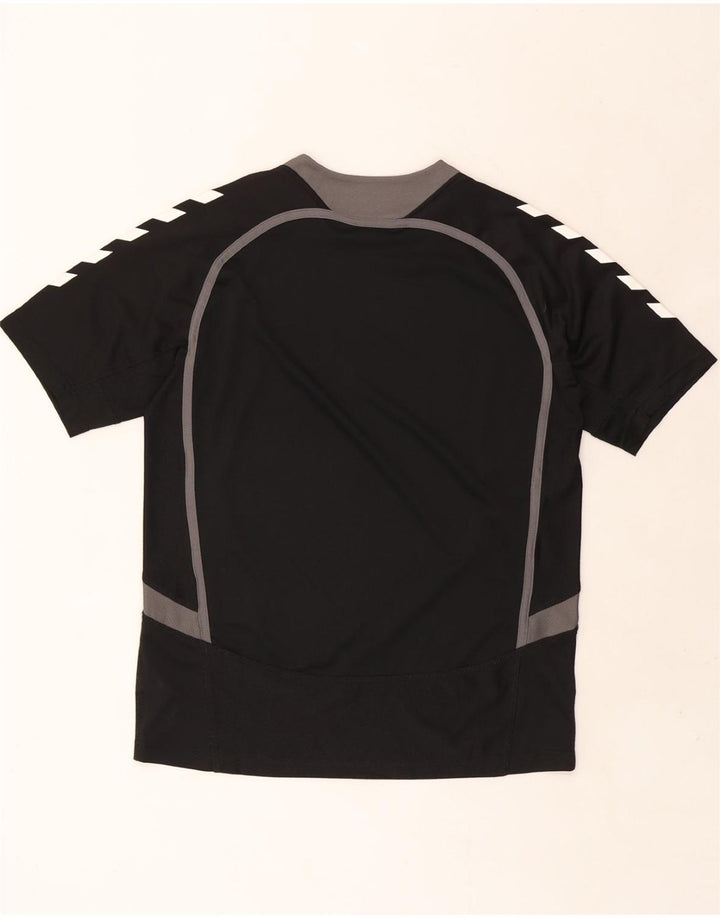 HUMMEL Mens Graphic T-Shirt Top Medium Black Colourblock Polyester