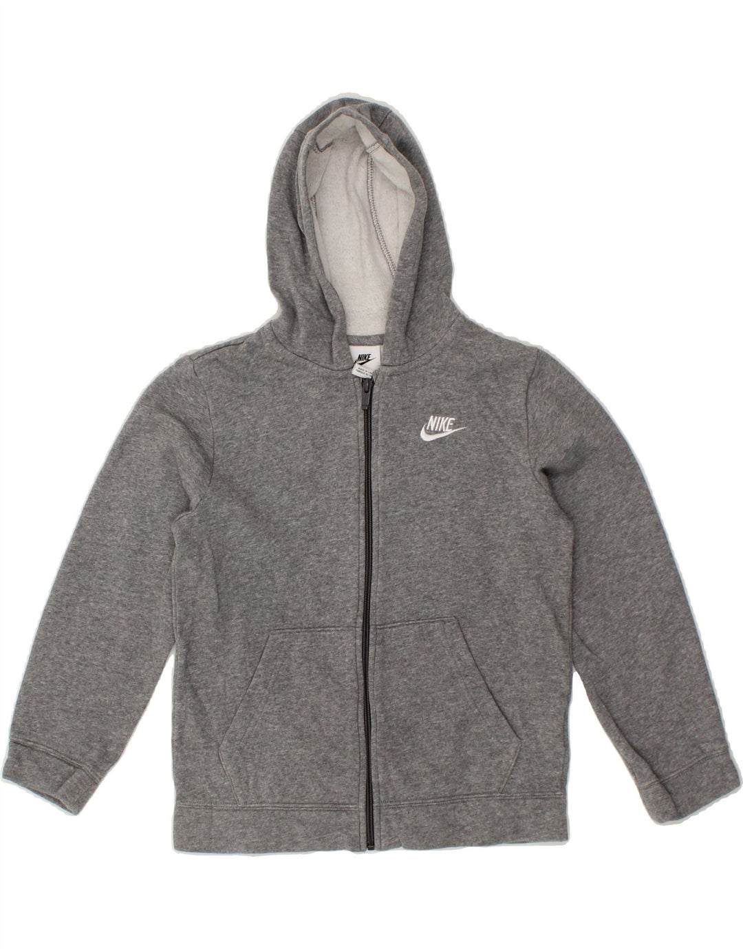 NIKE Boys Zip Hoodie Sweater 10-11 Years Medium  Grey Cotton Vintage Nike and Second-Hand Nike from Messina Hembry 