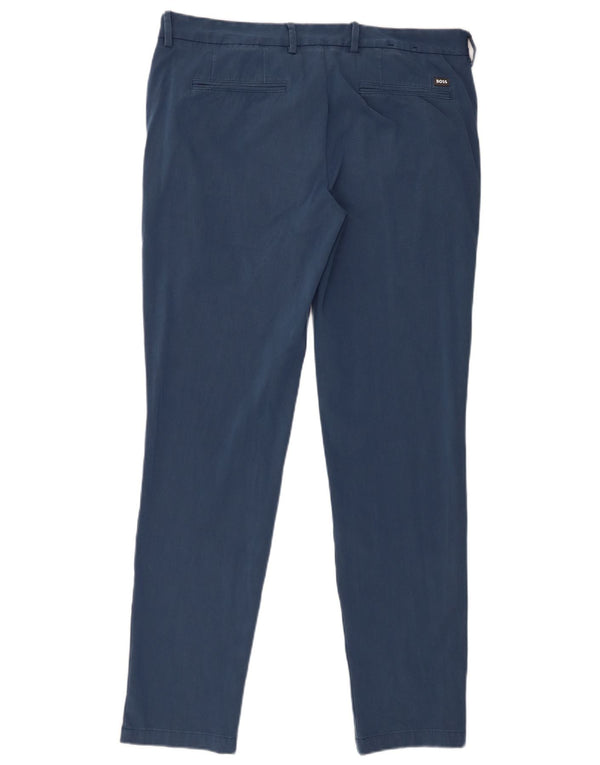 Hugo Boss Mens Slim Chino Trousers W36 L31 Blue Cotton