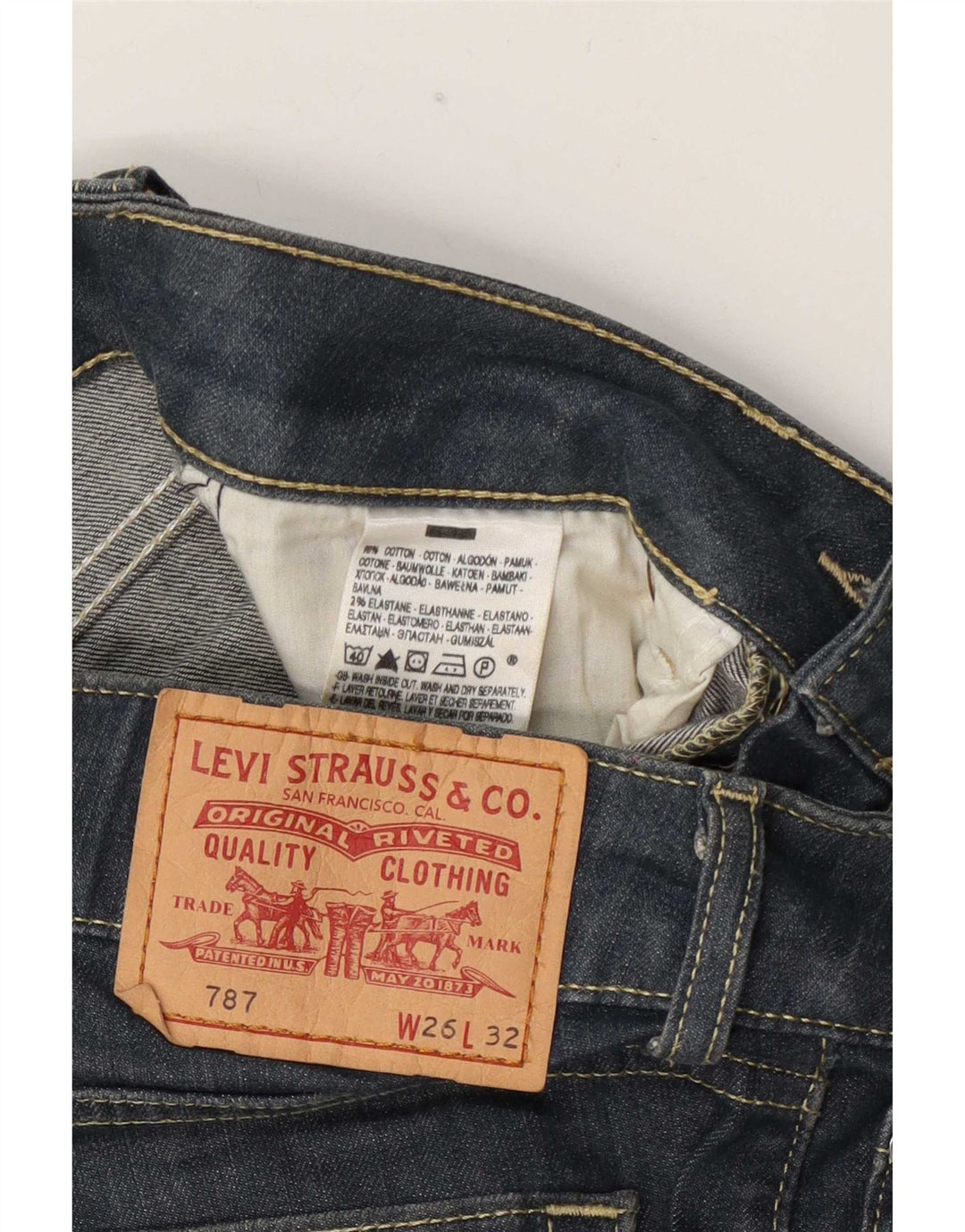 Levi's Womens Straight Jeans W26 L32 Navy Blue Cotton