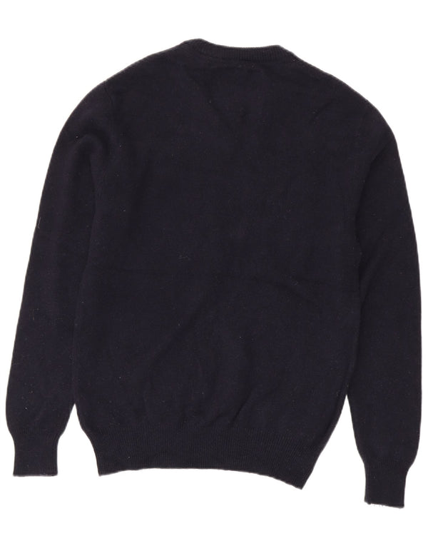 Jack Wills Womens V-Neck Jumper Sweater UK 14 Medium Navy Blue Merino Wool