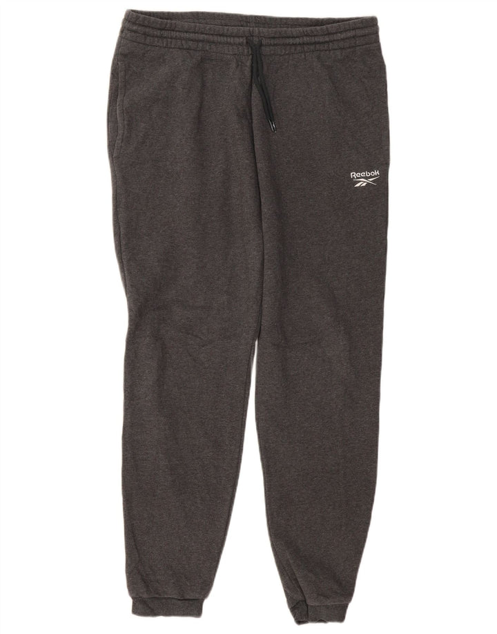 REEBOK Mens Tracksuit Trousers Joggers Large  Grey Cotton