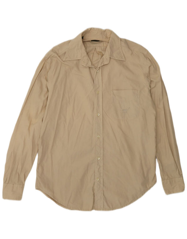 Henry Cottons Mens Shirt Size 40 Medium Beige Cotton