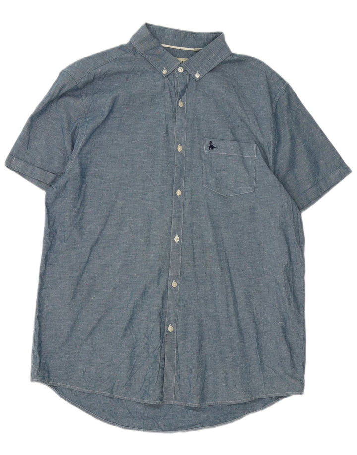 Jack Wills Mens Short Sleeve Shirt Large Blue Cotton