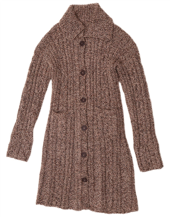 Vintage Womens Longline Cardigan Sweater UK 14 Medium Brown