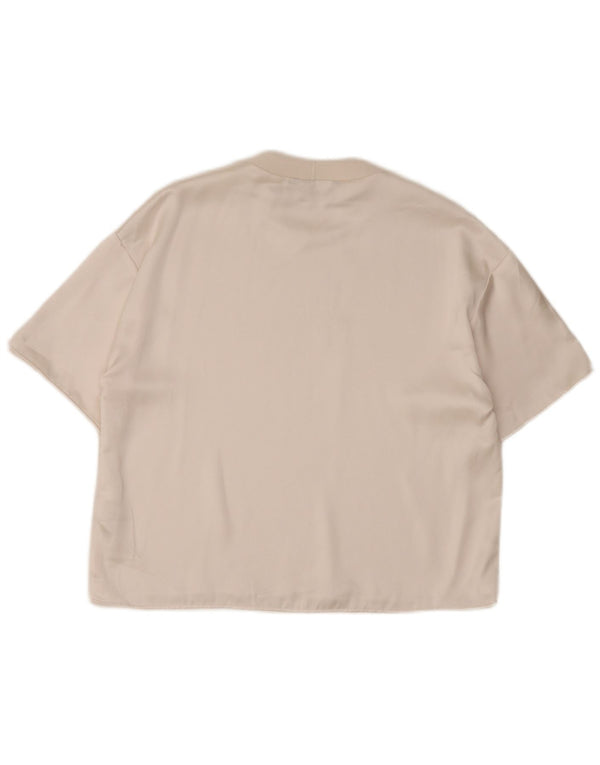 T-shirt da donna vestibilità ampia Zara UK 14 poliestere bianco sporco medio