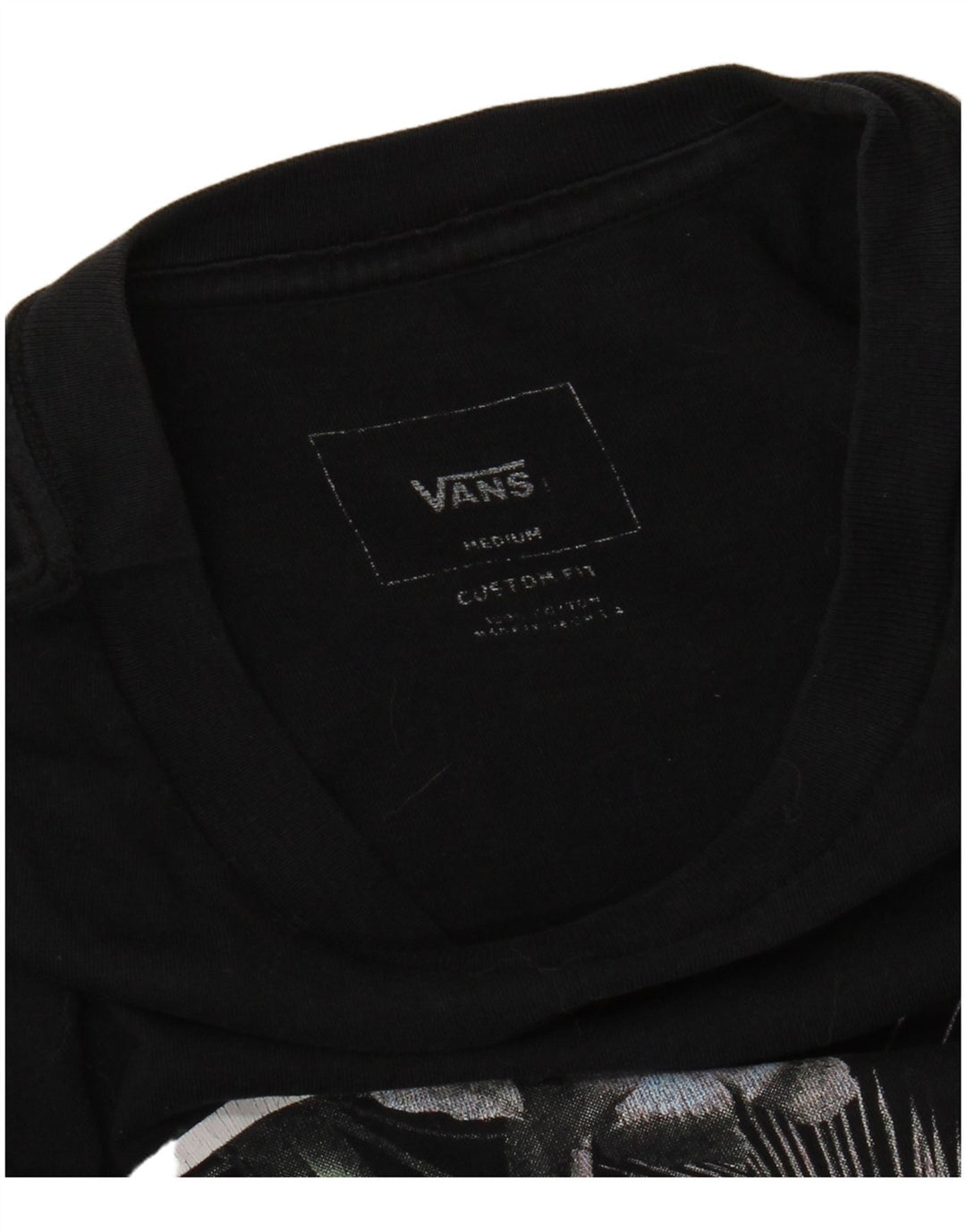 T-shirt grafica personalizzata da uomo VANS Top in cotone nero medio