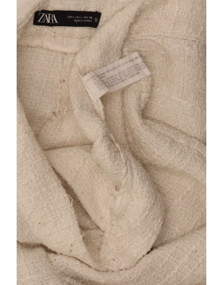 Pantalon décontracté droit femme Zara Large W30 L31 Polyester blanc
