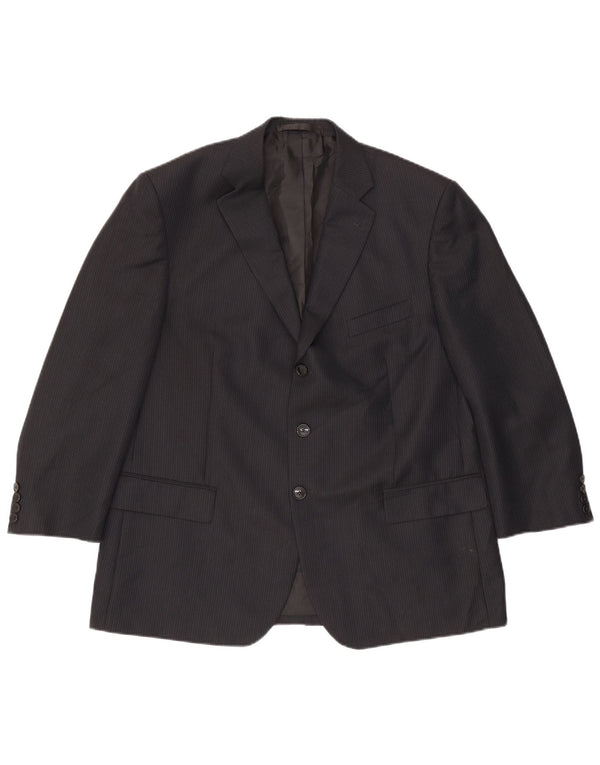 Мужской пиджак с 3 пуговицами Marks & Spencer UK 44 XL темно-синий в тонкую полоску