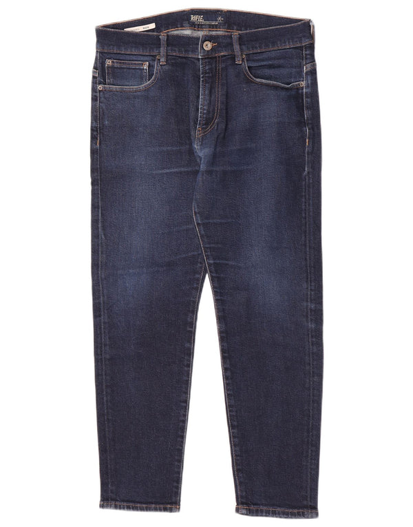Jeans affusolati a vita alta Rick Crop da donna Rifle W32 L26 cotone blu navy