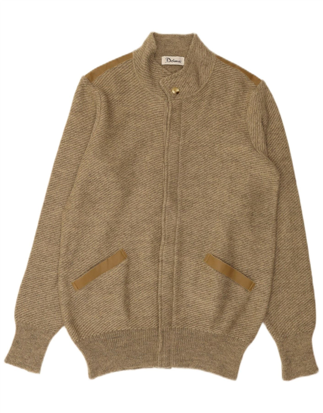 VINTAGE Mens Cardigan Sweater Medium Beige